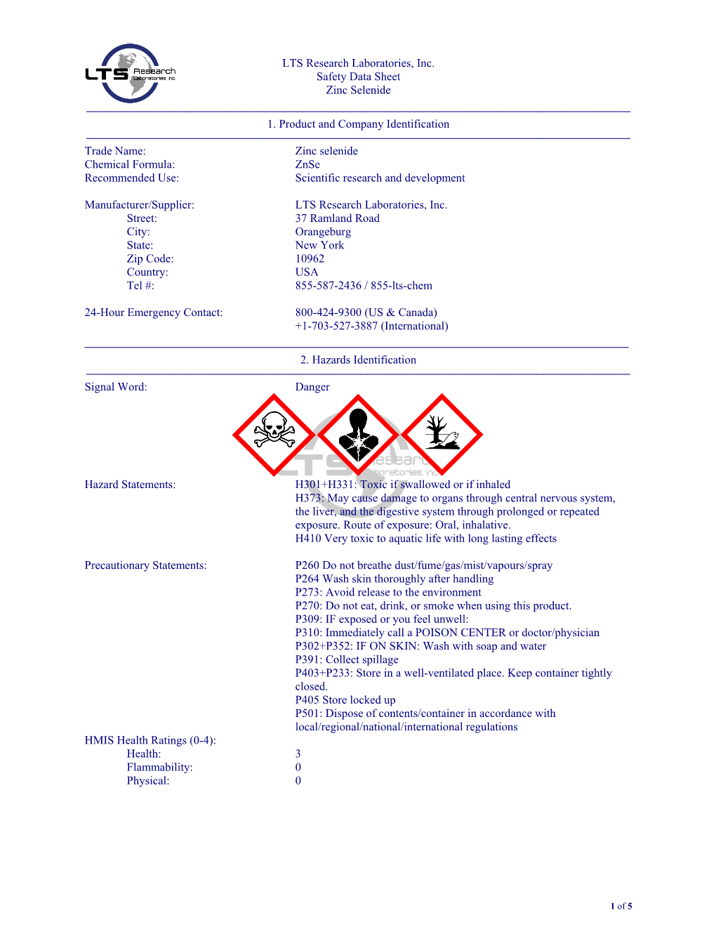 Material Safety Data Sheet