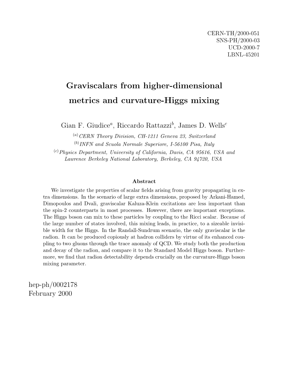 Graviscalars from Higher-Dimensional Metrics and Curvature-Higgs Mixing