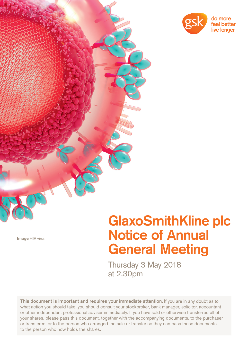 Notice of Meeting for the Eighteenth Annual General Meeting (AGM) of Glaxosmithkline Plc