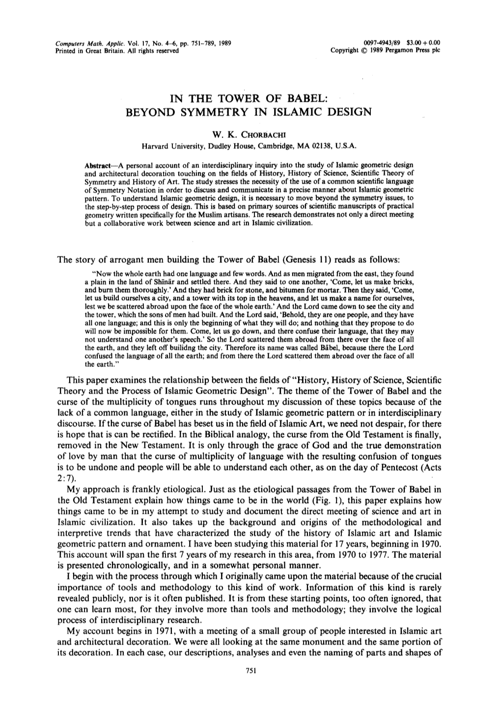 Computers Math. Applic. Vol. 17, No. 4~, Pp. 751-789, 1989 0097-4943/89 $3.00+0.00 Printed in Great Britain. All Rights Reserved Copyright © 1989 Pergamon Press Pie