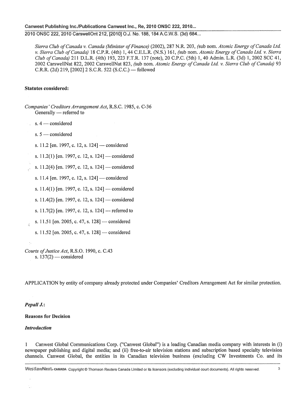 Sierra Club of Canada V. Canada (Minister of Finance) (2002), 287