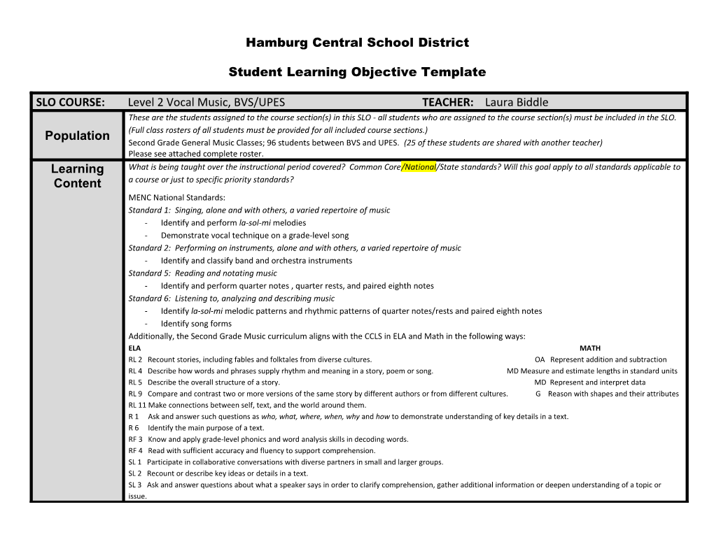 New York State Student Learning Objective Template s2