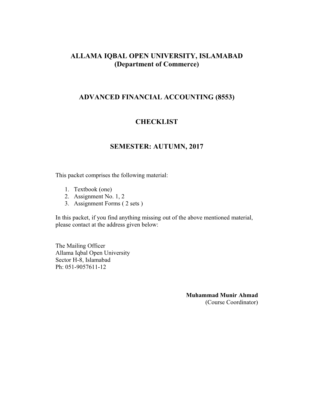 Allama Iqbal Open University, Islamabad s8