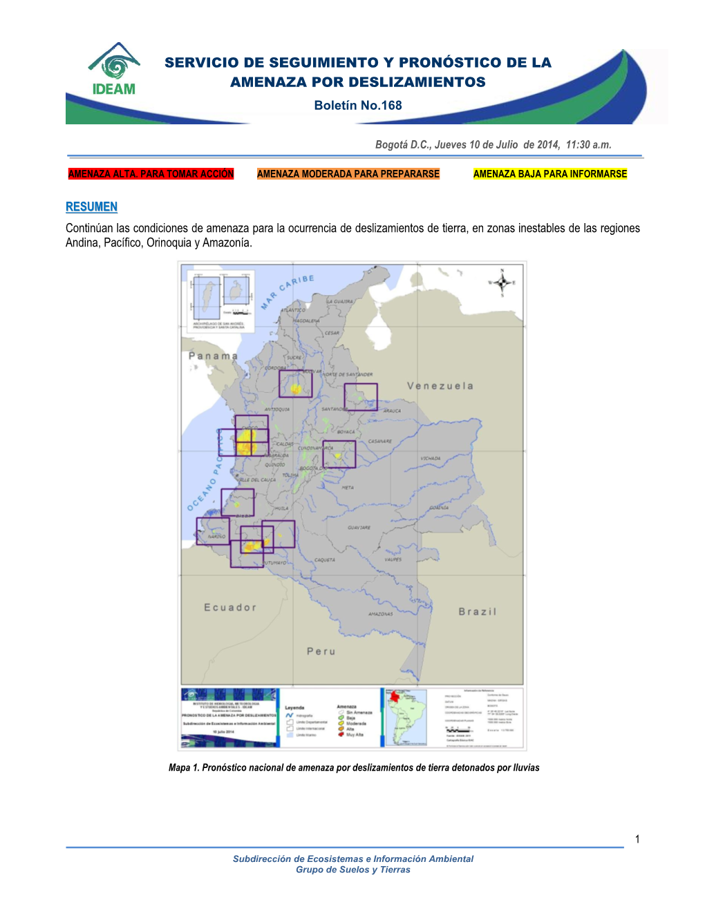 Servicio De Vigilancia Y Pronóstico De La Amenaza