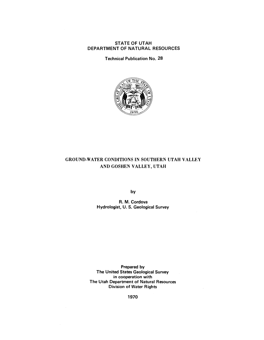 Ground-Water Conditions in Southern Utah Valley and Goshen Valley, Utah