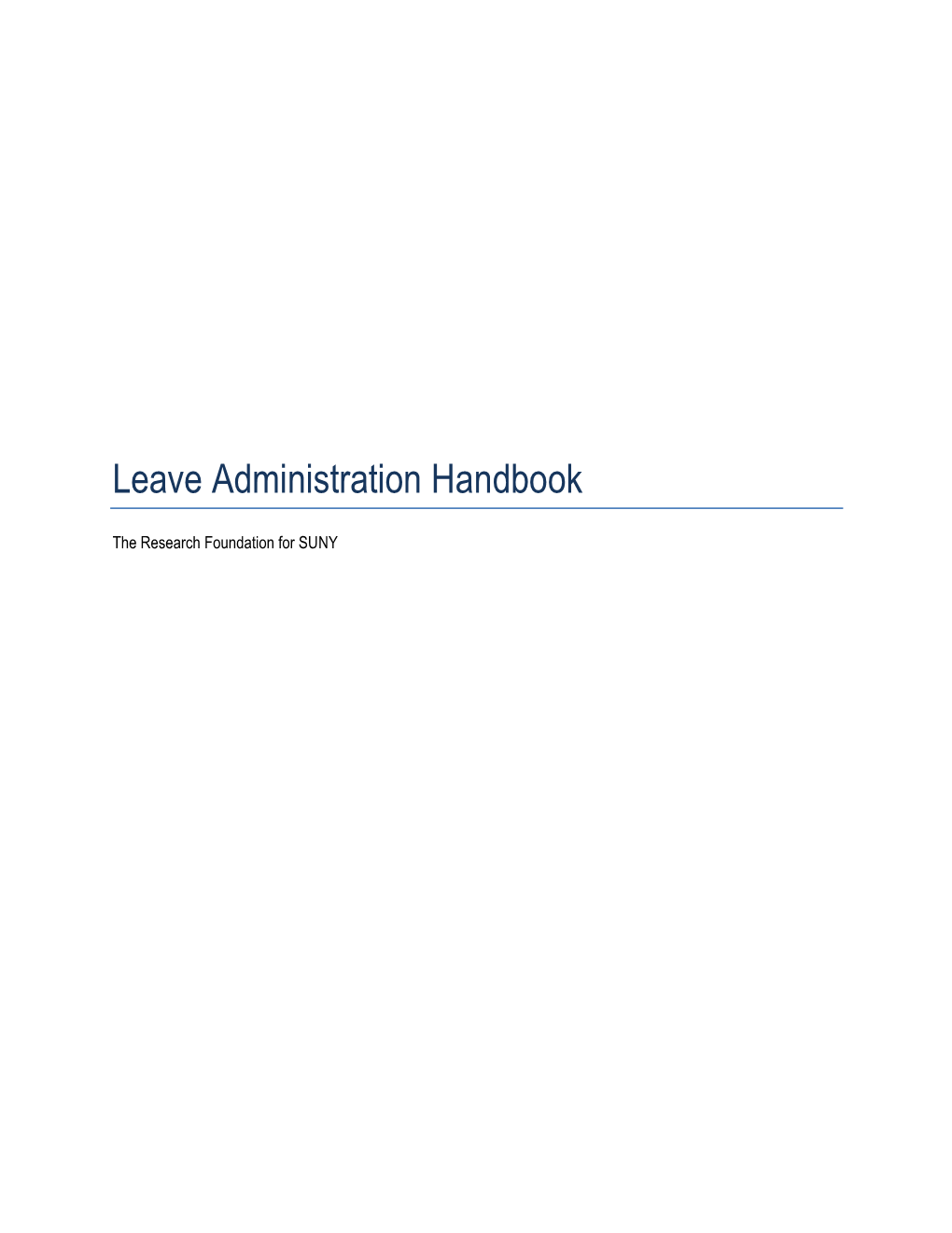Leave Administration Handbook