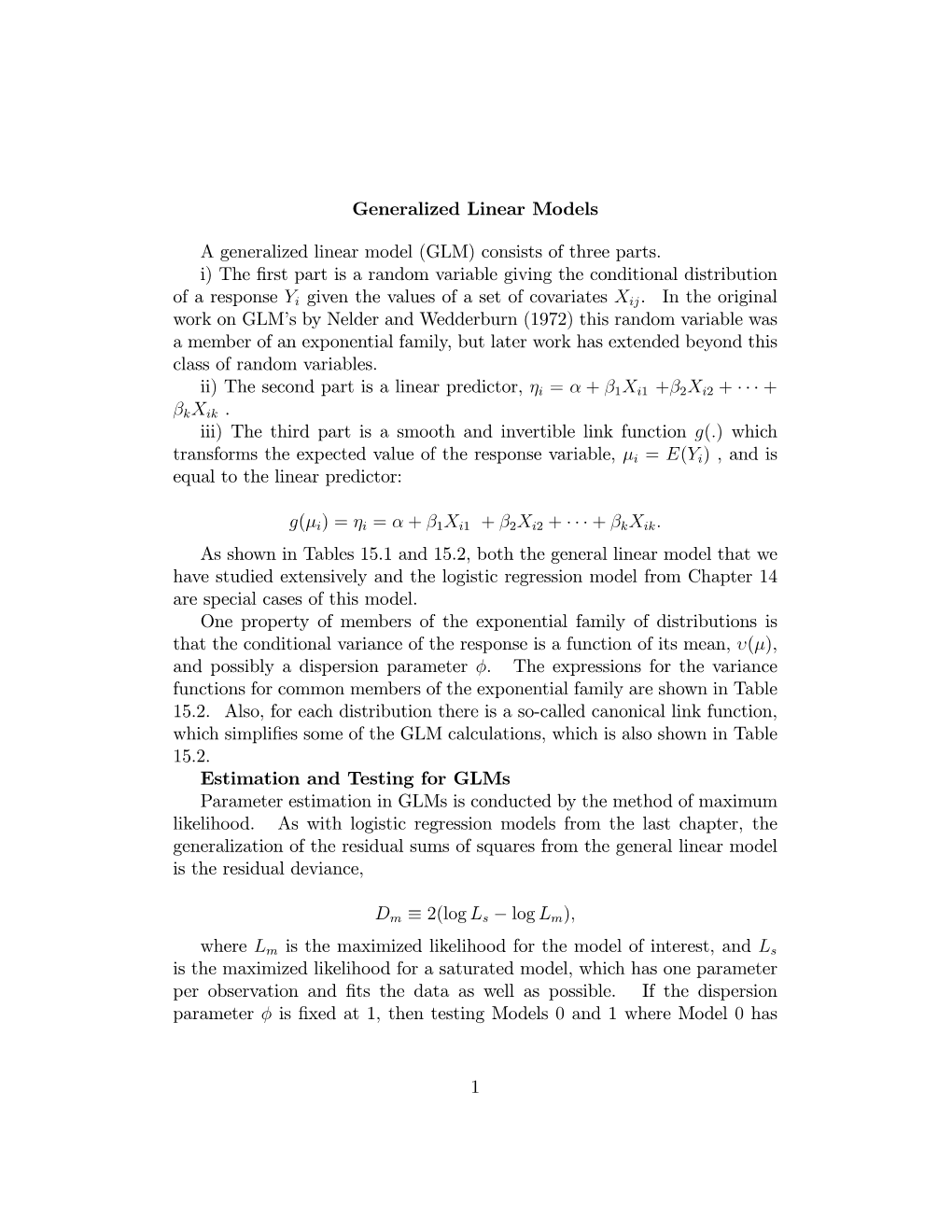 Generalized Linear Models