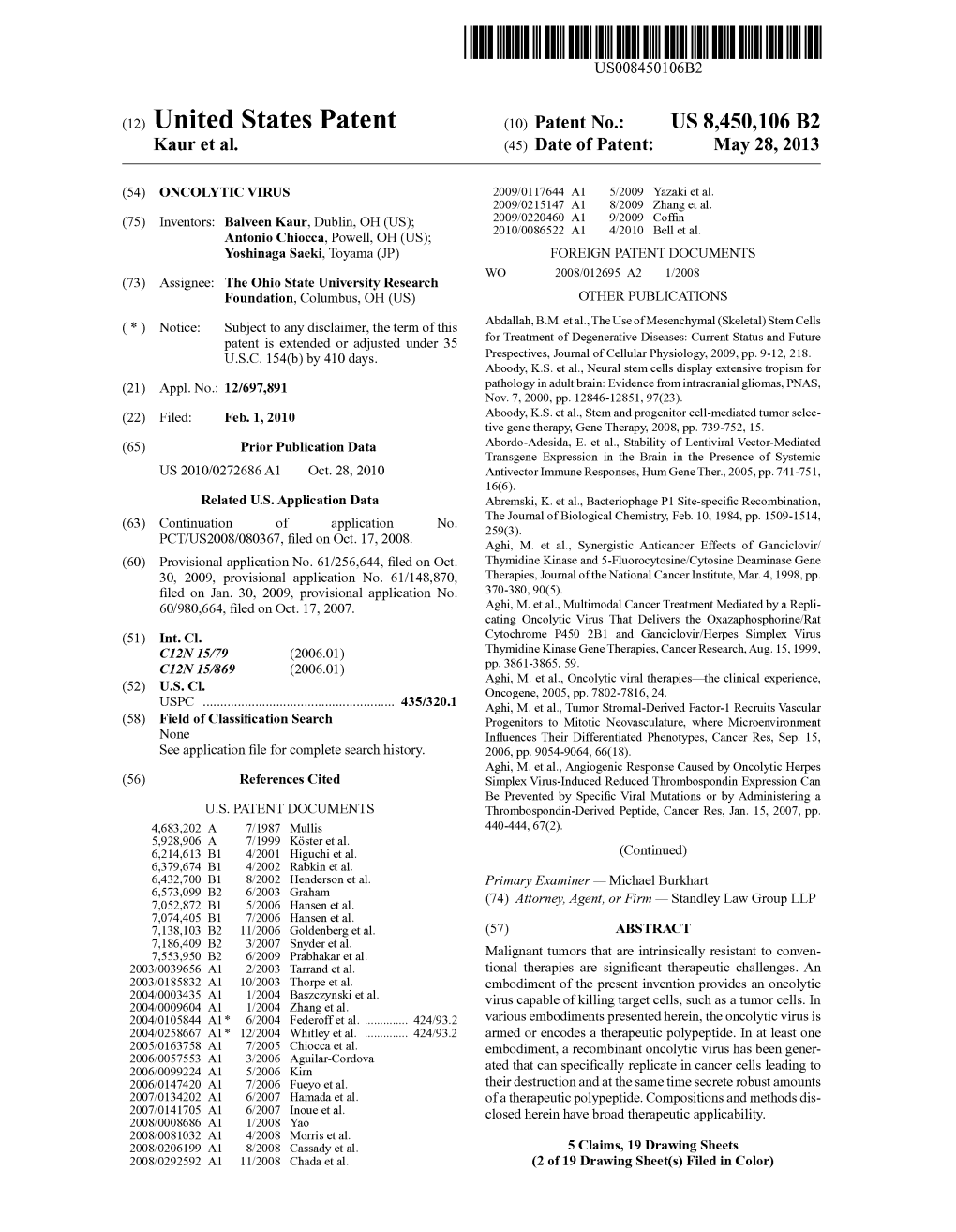 (12) United States Patent (10) Patent No.: US 8.450,106 B2 Kaur Et Al