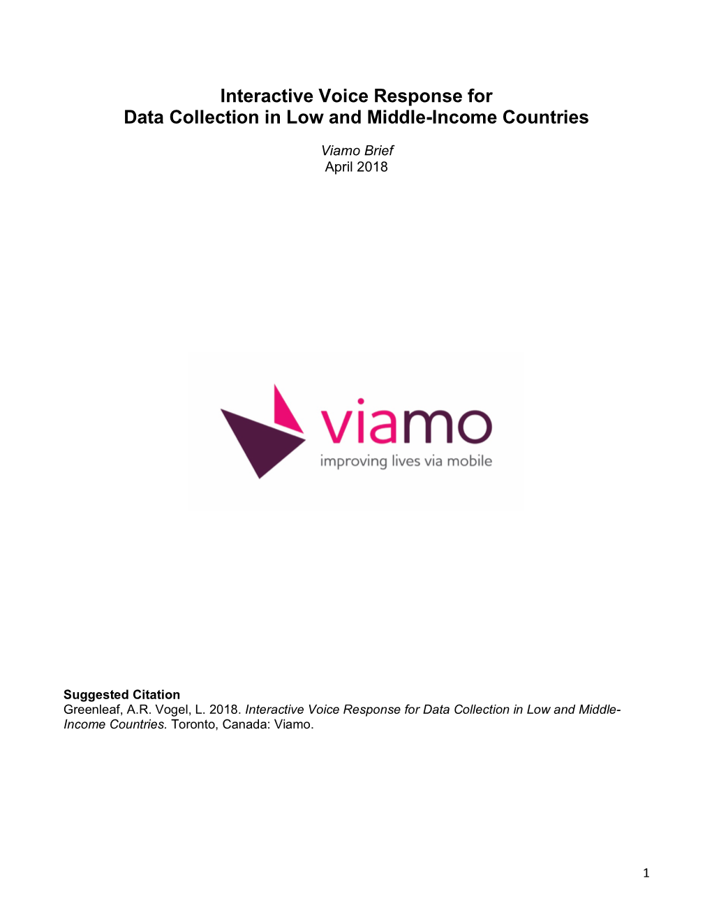 Interactive Voice Response for Data Collection in Low and Middle-Income Countries