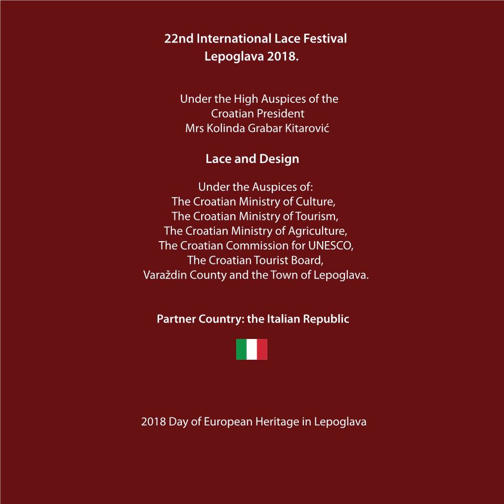 Lace and Design 22Nd International Lace Festival Lepoglava 2018