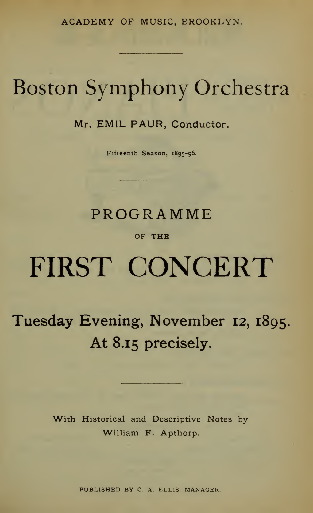 Boston Symphony Orchestra Concert Programs, Season 15, 1895