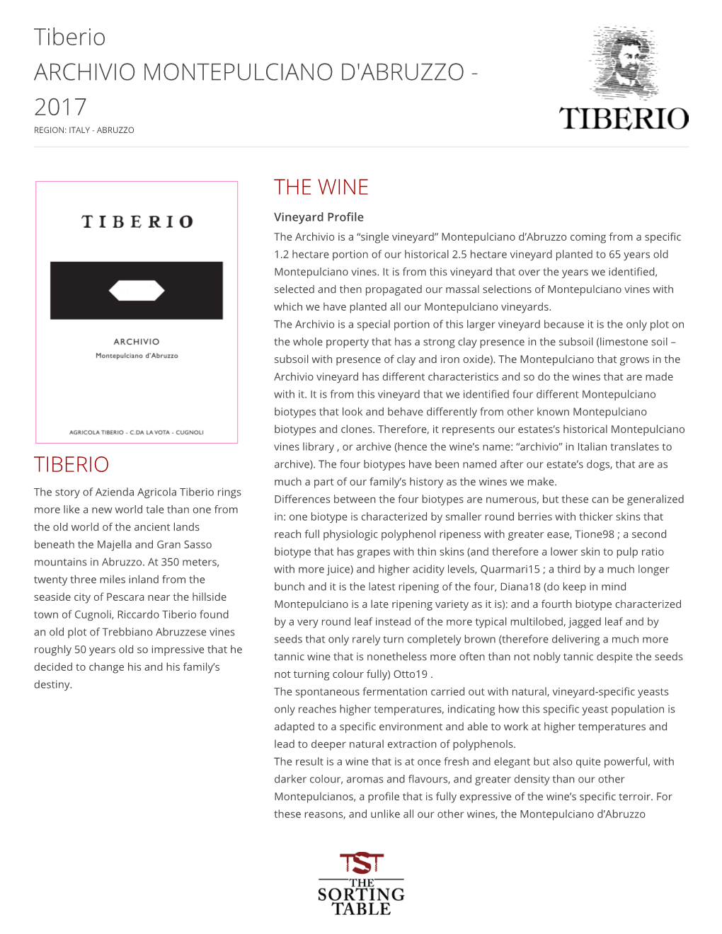 Tiberio ARCHIVIO MONTEPULCIANO D'abruzzo - 2017 REGION: ITALY - ABRUZZO