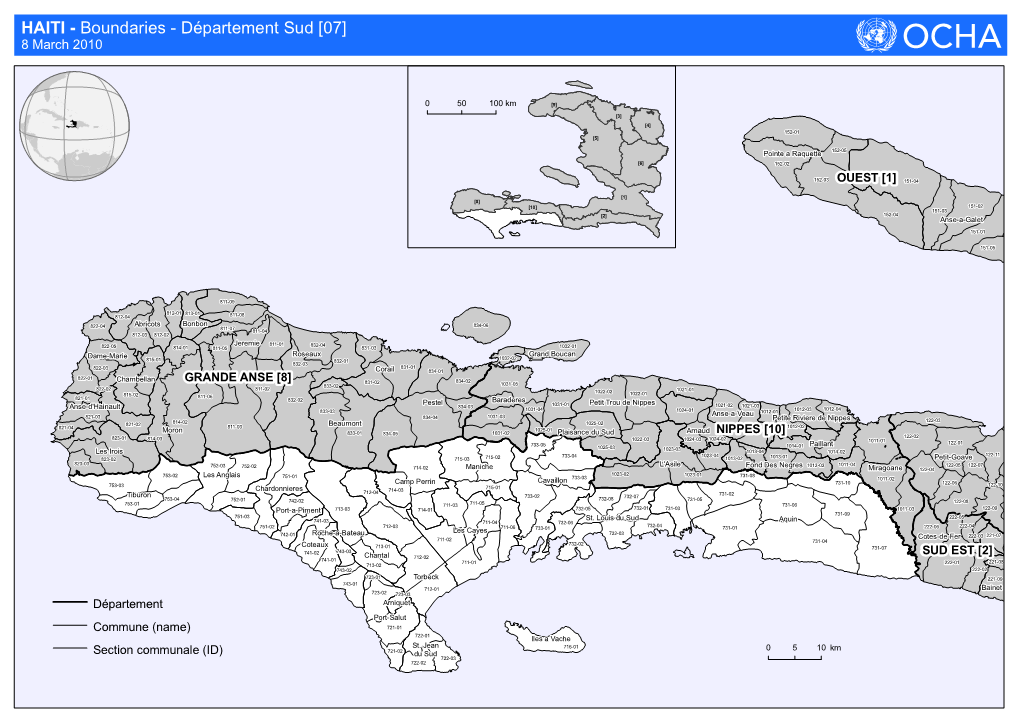 HAITI - Boundaries - Département Sud [07] 8 March 2010