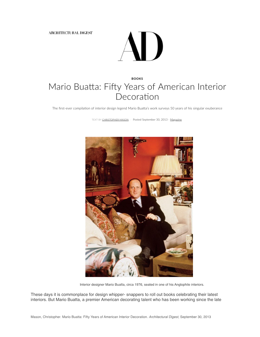 Architectural Digest Mario Buatta