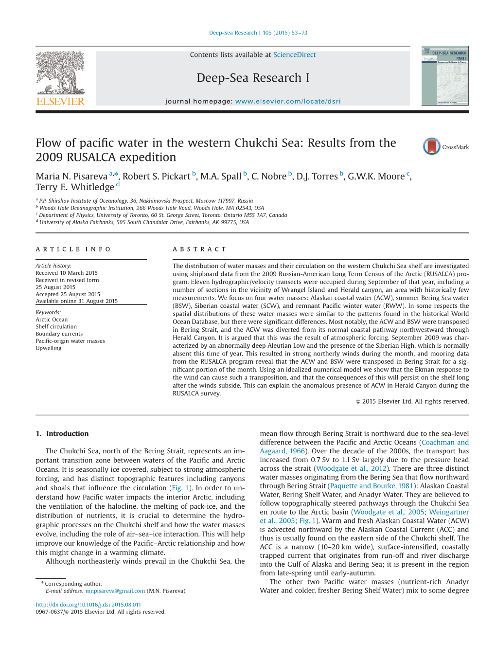 Flow of Pacific Water in the Western Chukchi