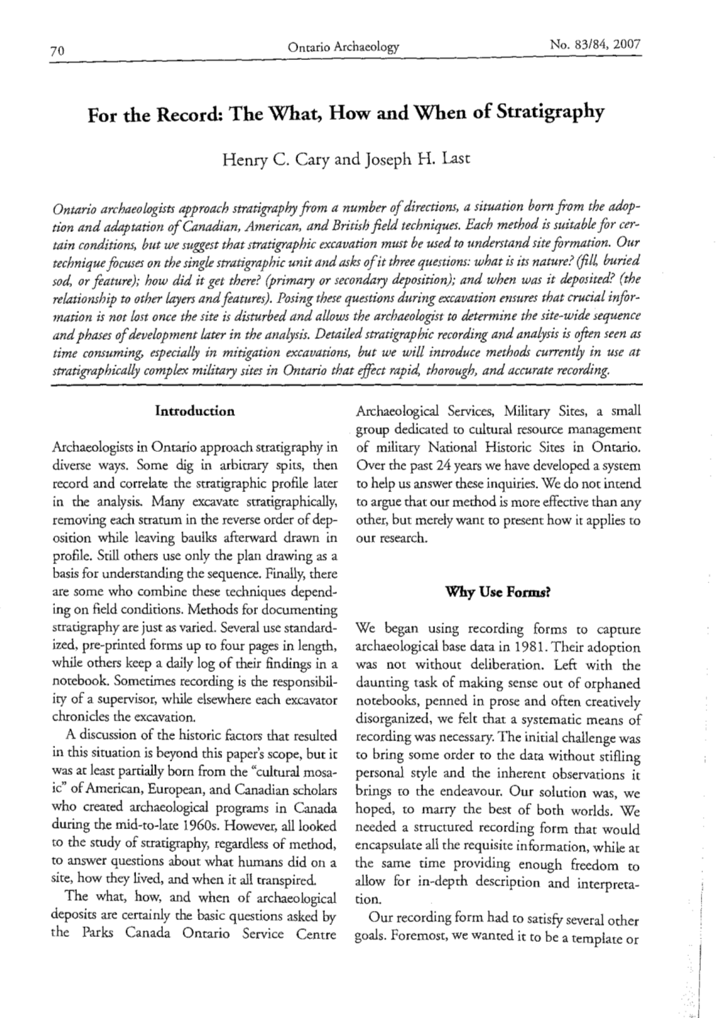 For the Record: the What, How and When of Stratigraphy