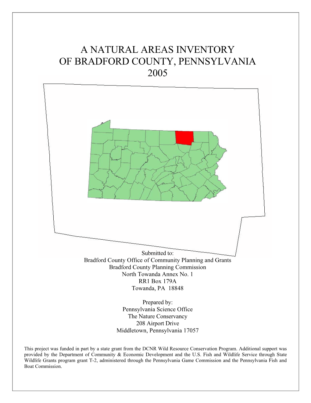 Natural Areas Inventory of Bradford County, Pennsylvania 2005