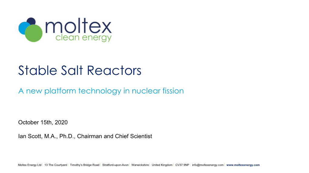 Stable Salt Reactors