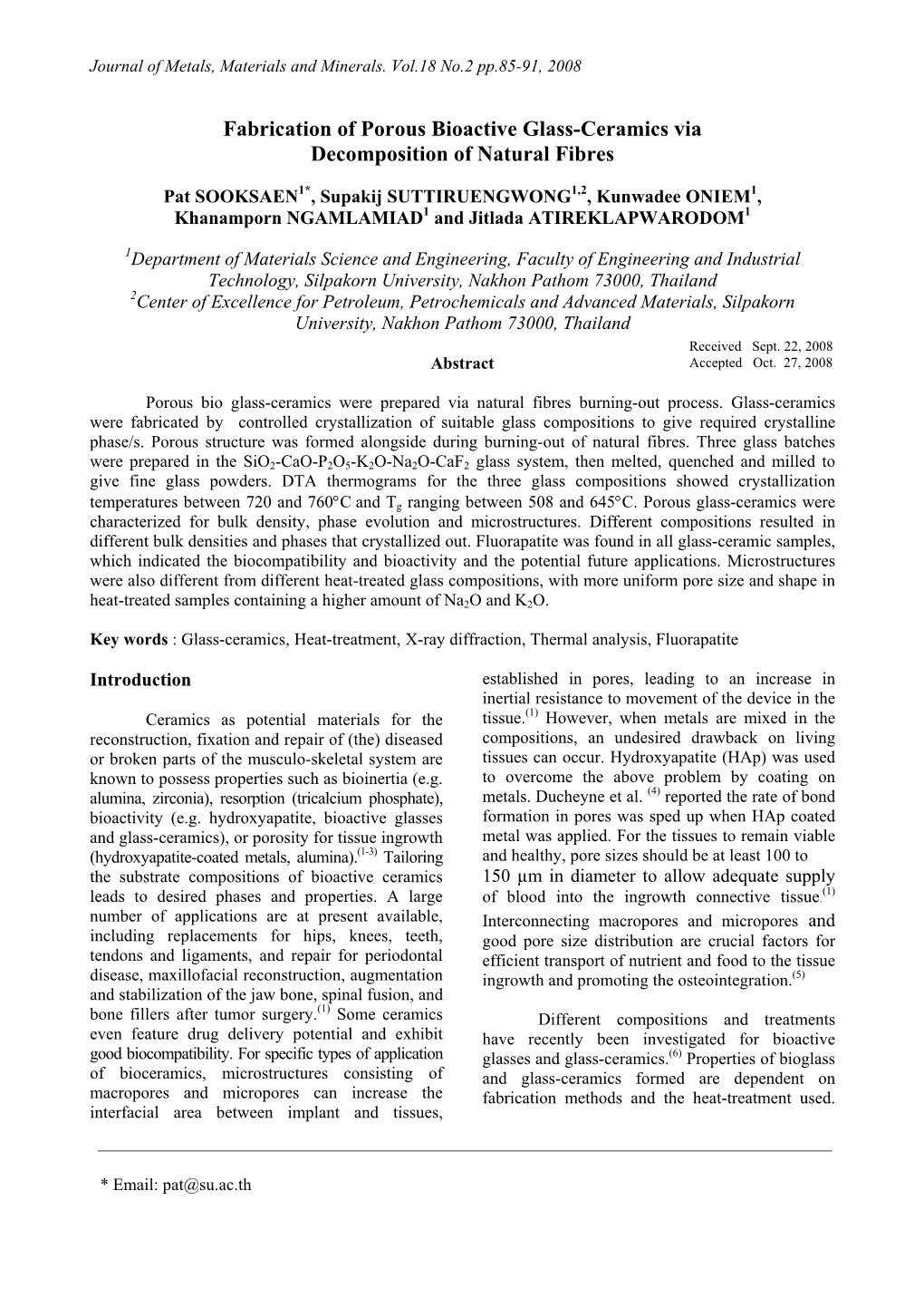 Fabrication of Porous Bioactive Glass-Ceramics Via Decomposition of Natural Fibres