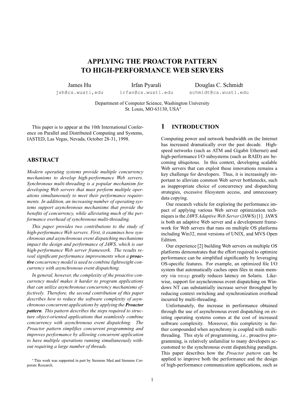 Applying the Proactor Pattern to High-Performance Web Servers