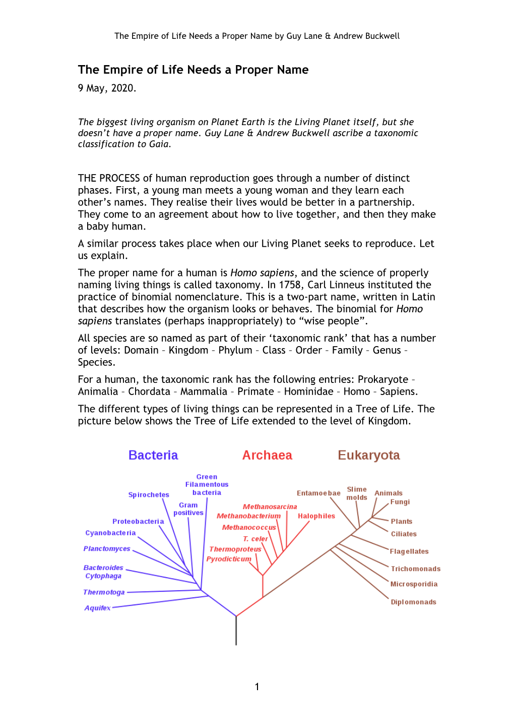 The Empire of Life Needs a Proper Name by Guy Lane & Andrew Buckwell