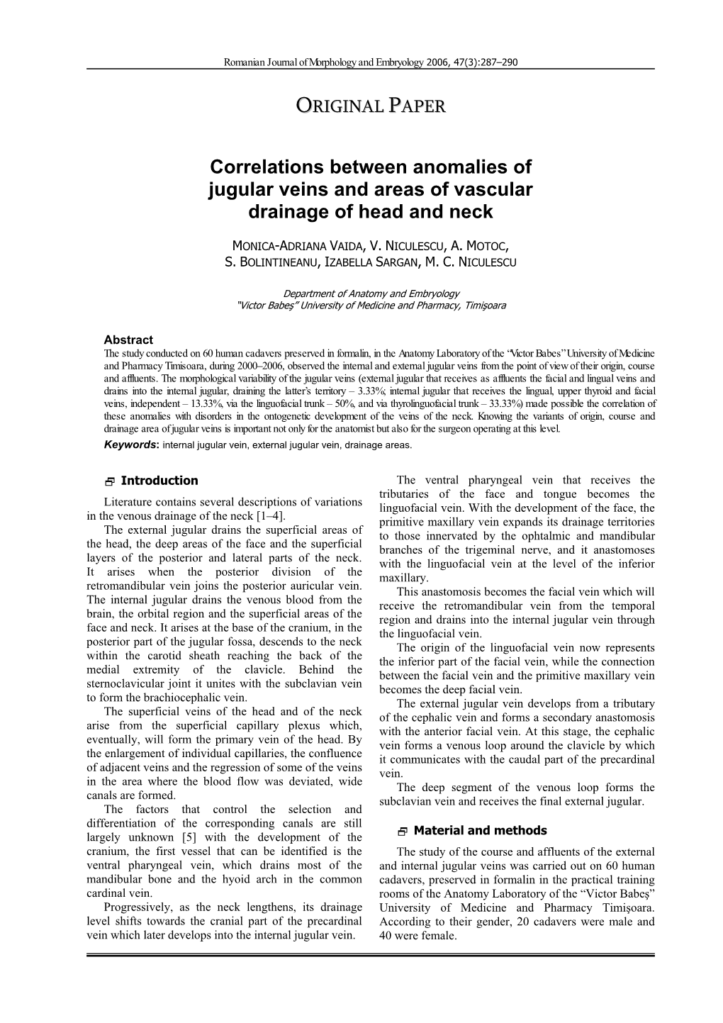 Download PDF Correlations Between Anomalies of Jugular Veins And