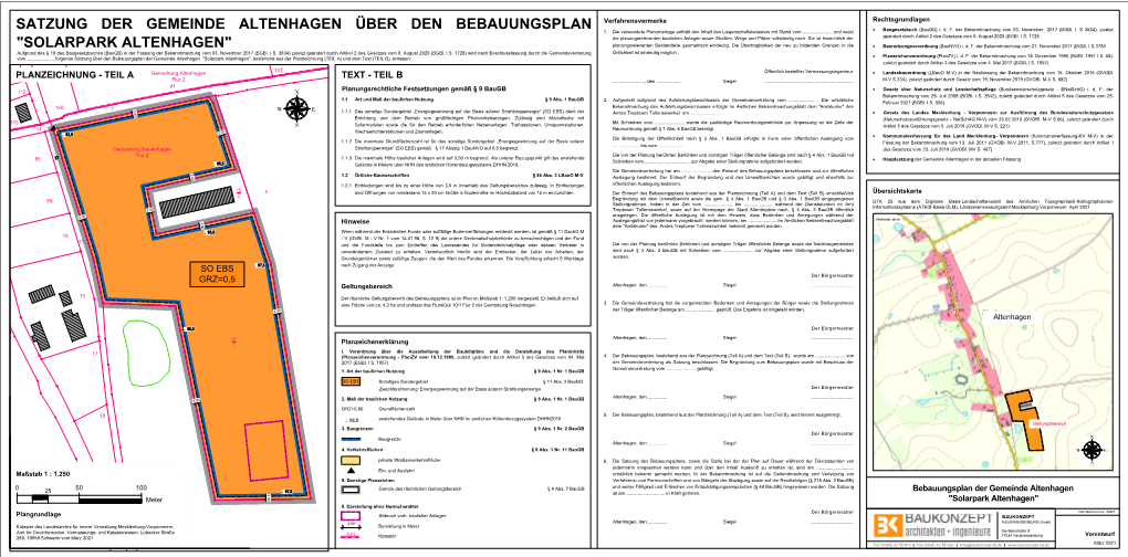 SOLARPARK ALTENHAGEN" Planungsrelevanten Bestandteile Geometrisch Eindeutig