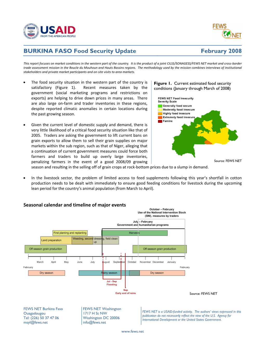 BURKINA FASO Food Security Update February 2008