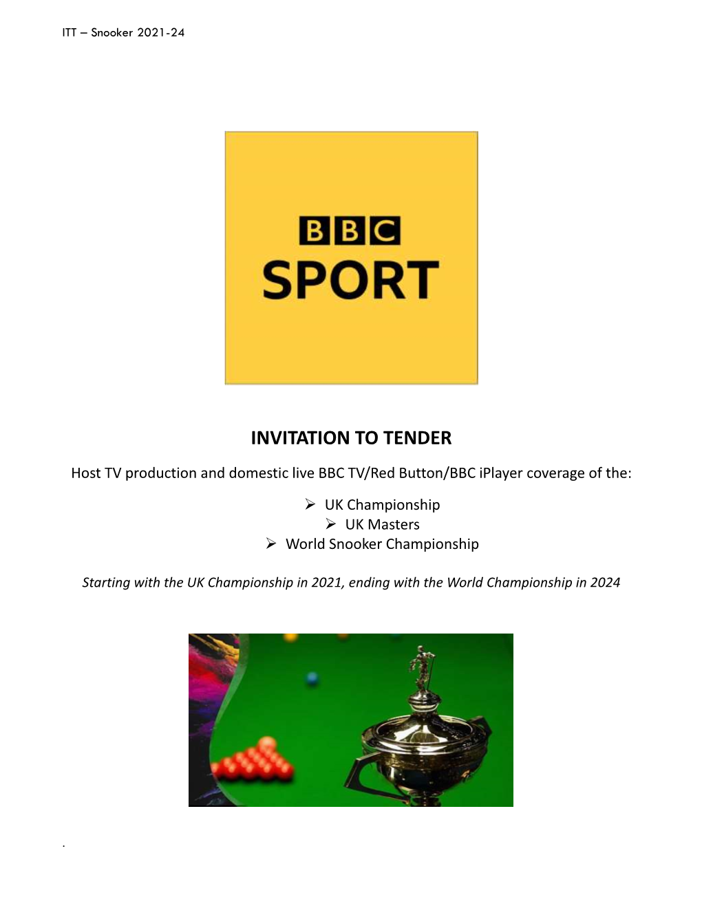 BBC Sport Snooker ITT 2021-24