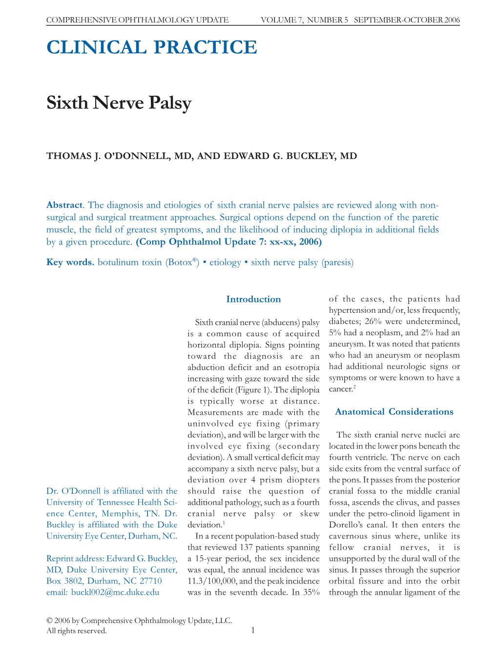 Sixth Nerve Palsy