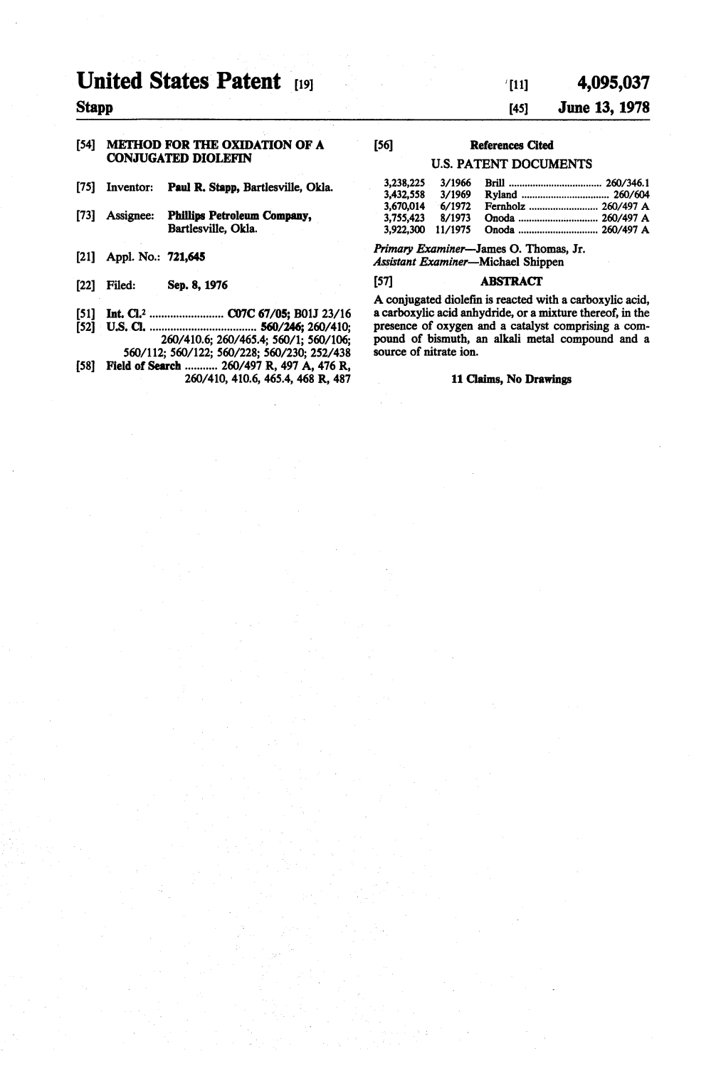 United States Patent (19) ’11) 4,095,037 Stapp 45) June 13, 1978