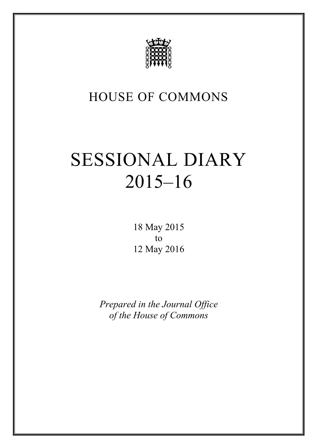 Sessional Diary 2015–16