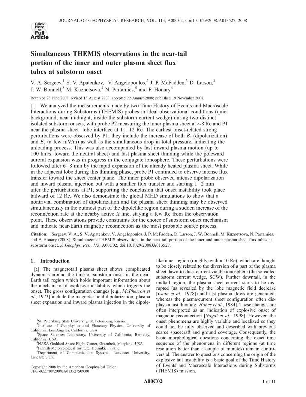 Simultaneous THEMIS Observations in the Near-Tail Portion of the Inner and Outer Plasma Sheet Flux Tubes at Substorm Onset V