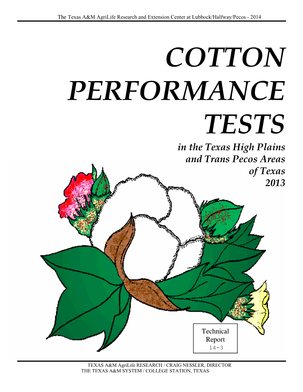 2013 Cotton Performance Tests