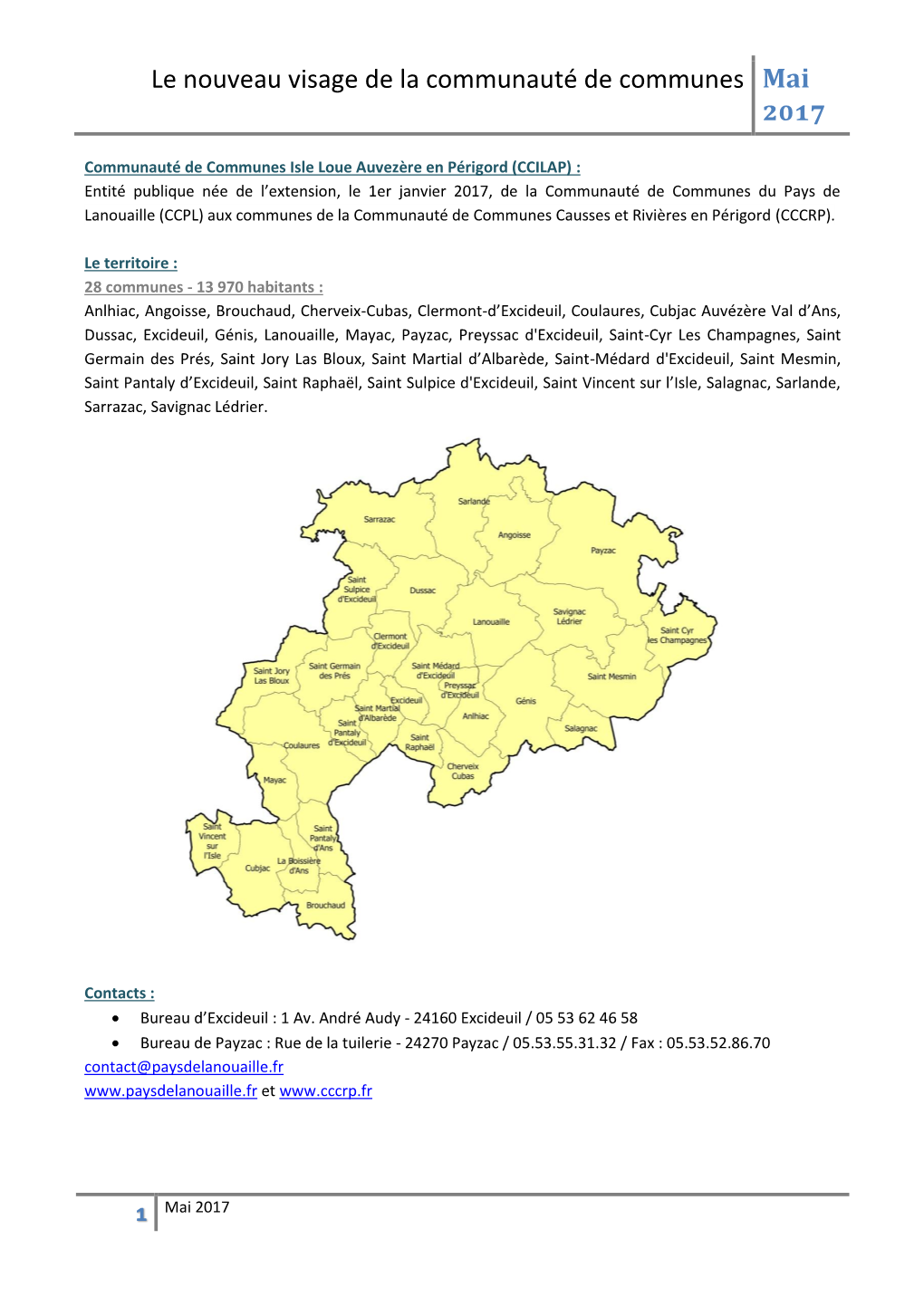 Le Nouveau Visage De La Communauté De Communes Mai 2017