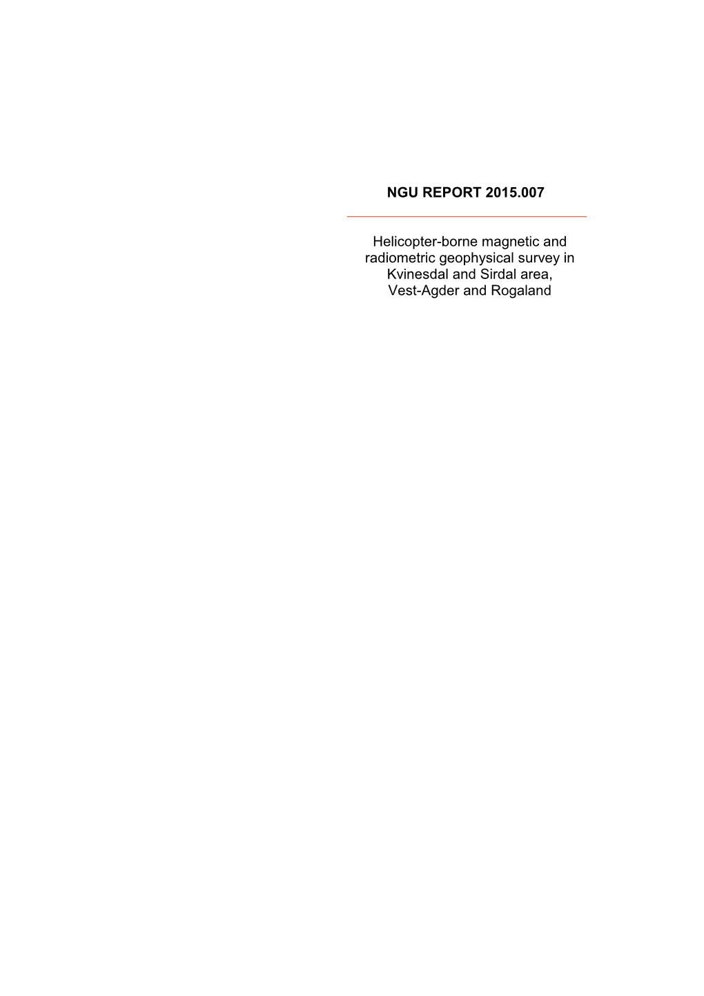 NGU REPORT 2015.007 Helicopter-Borne Magnetic And