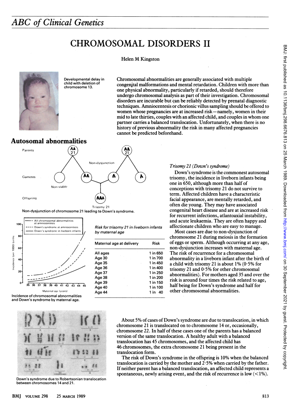 ABC of Clinical Genetics CHROMOSOMAL DISORDERS II