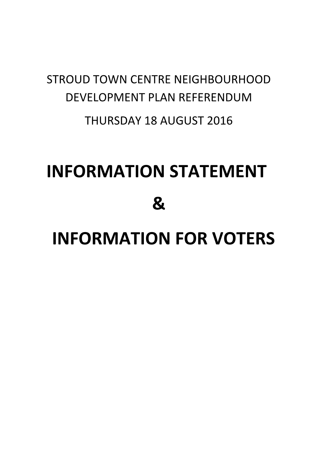 Stroud Town Centre Neighbourhood Development Plan Referendum