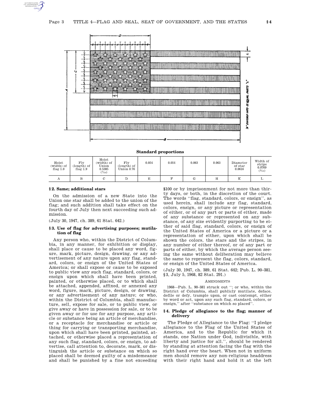 Title 4—Flag and Seal, Seat of Government, and the States § 4