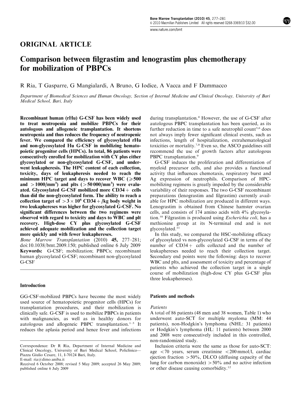 Comparison Between Filgrastim and Lenograstim Plus Chemotherapy For