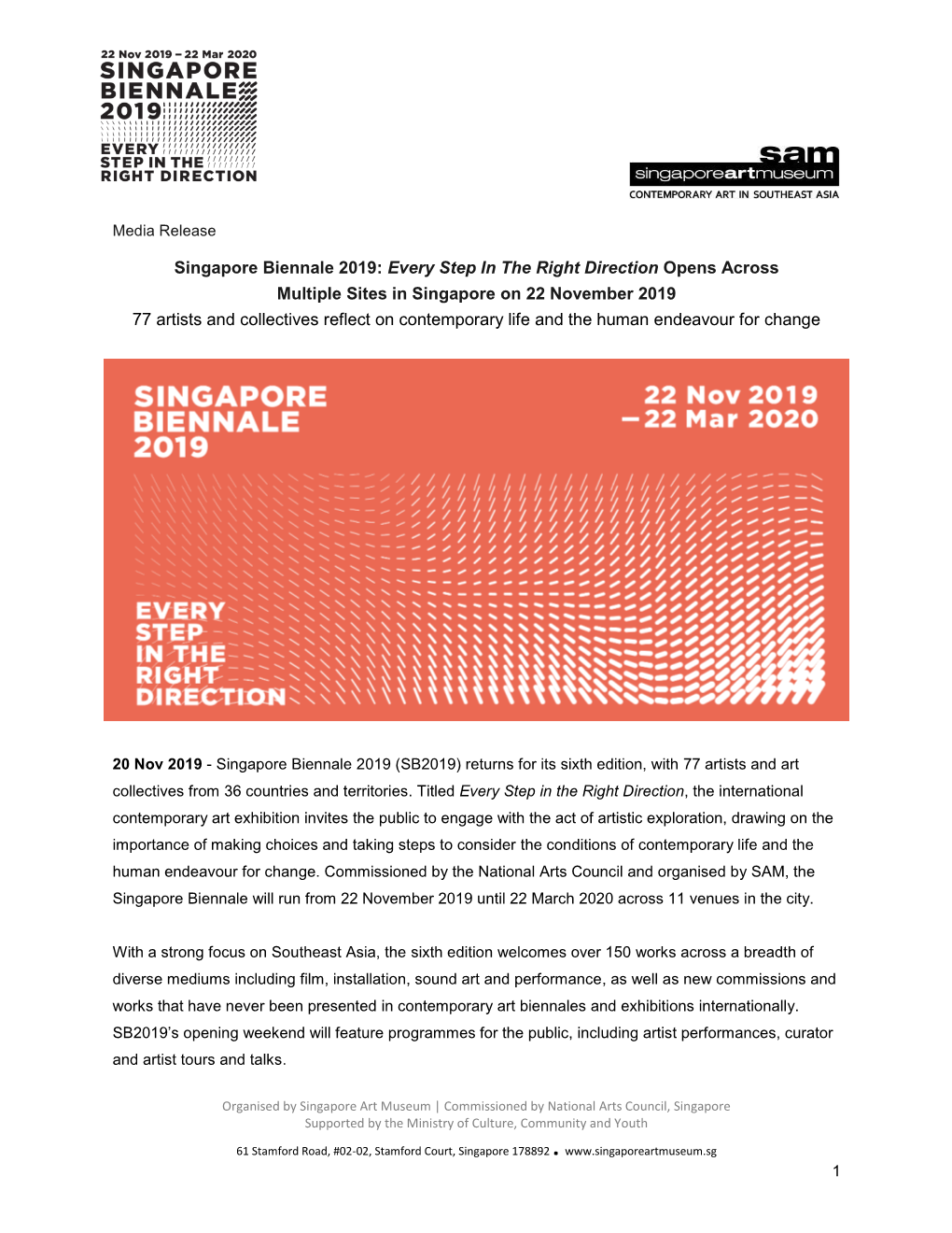 Singapore Biennale 2019: Every Step in The
