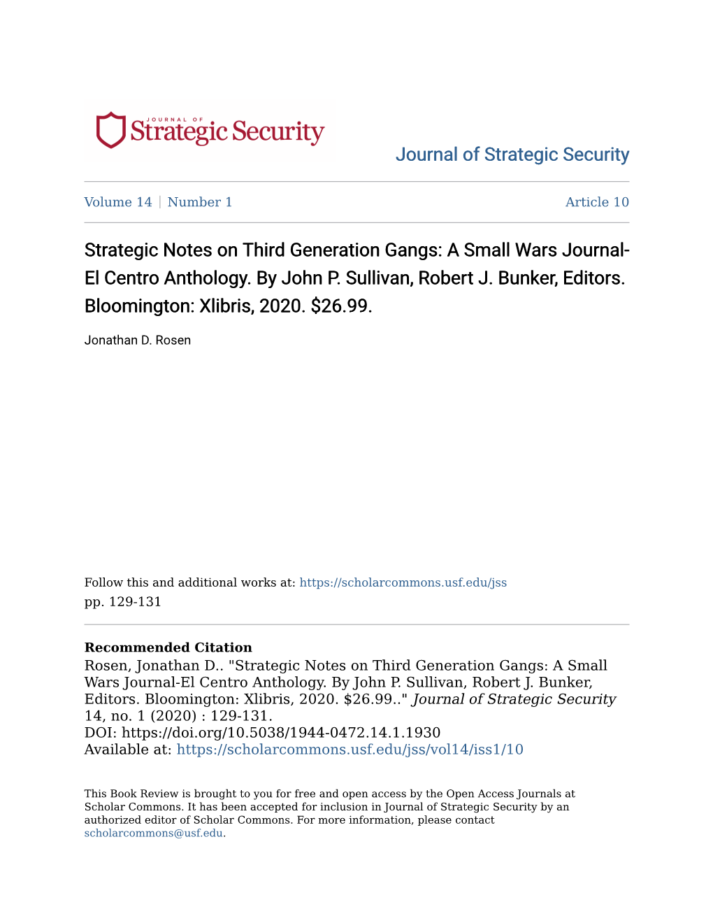 Strategic Notes on Third Generation Gangs: a Small Wars Journal- El Centro Anthology