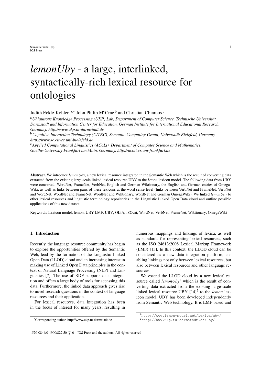 A Large, Interlinked, Syntactically-Rich Lexical Resource for Ontologies