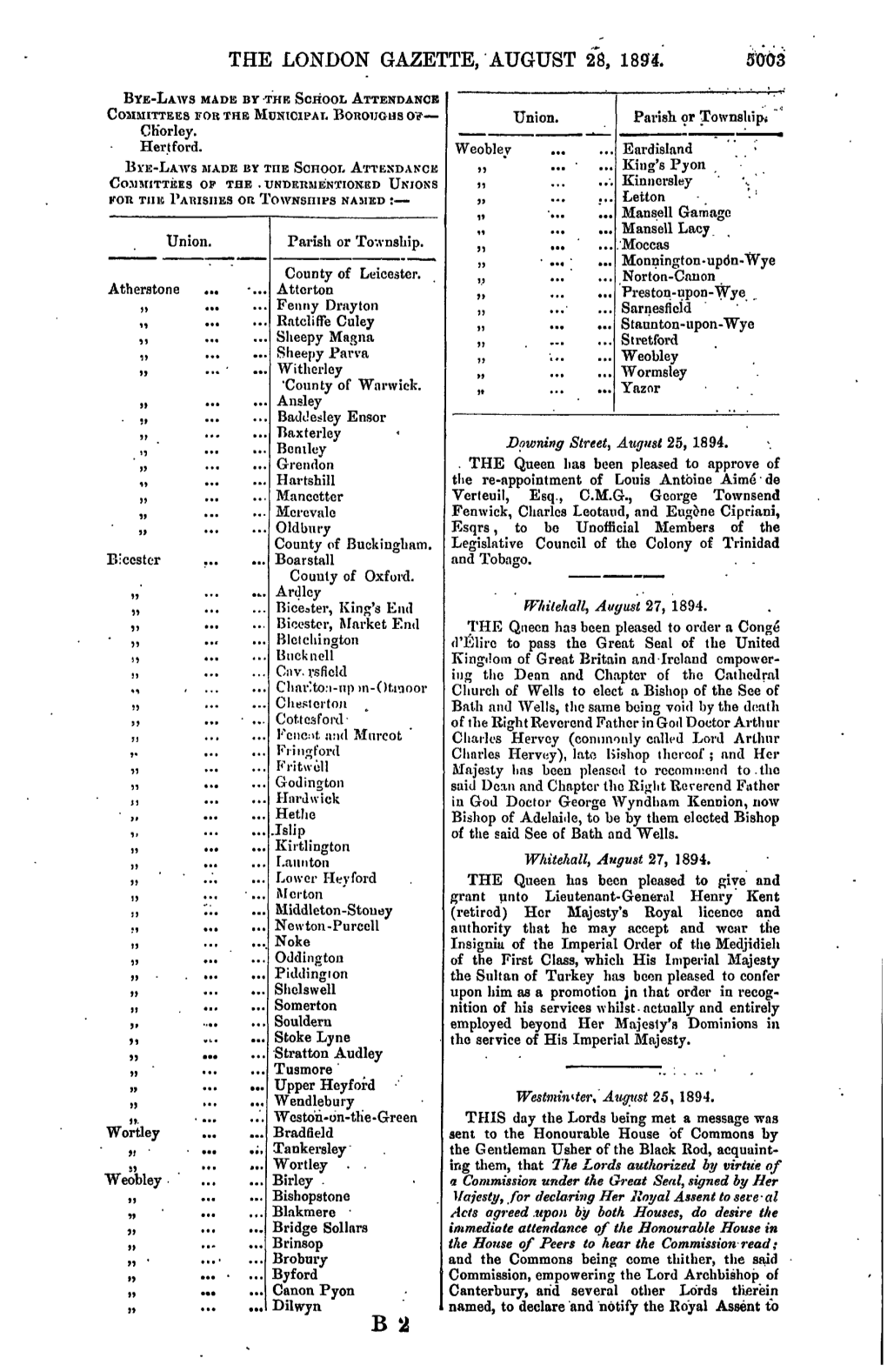 The London Gazette, August 28, 1894. 5003 ,., ., , ,