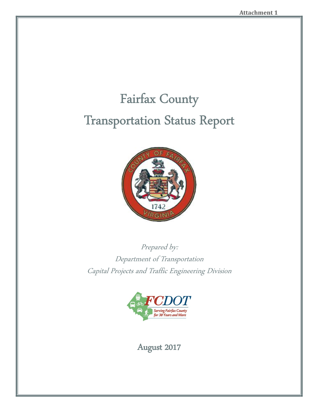 Fairfax County Transportation Status Report August 2017