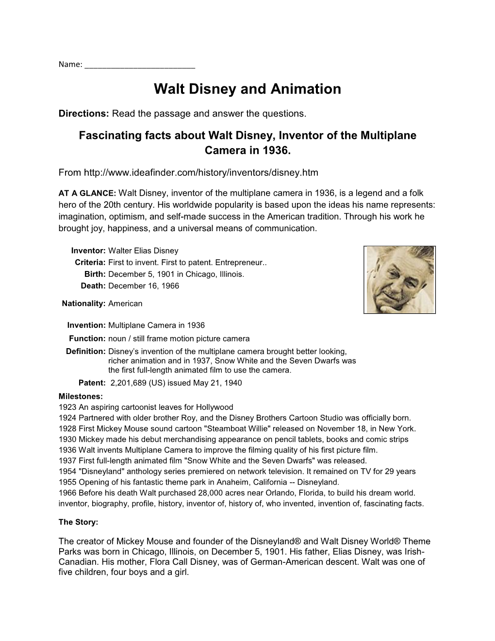 Walt Disney and Animation