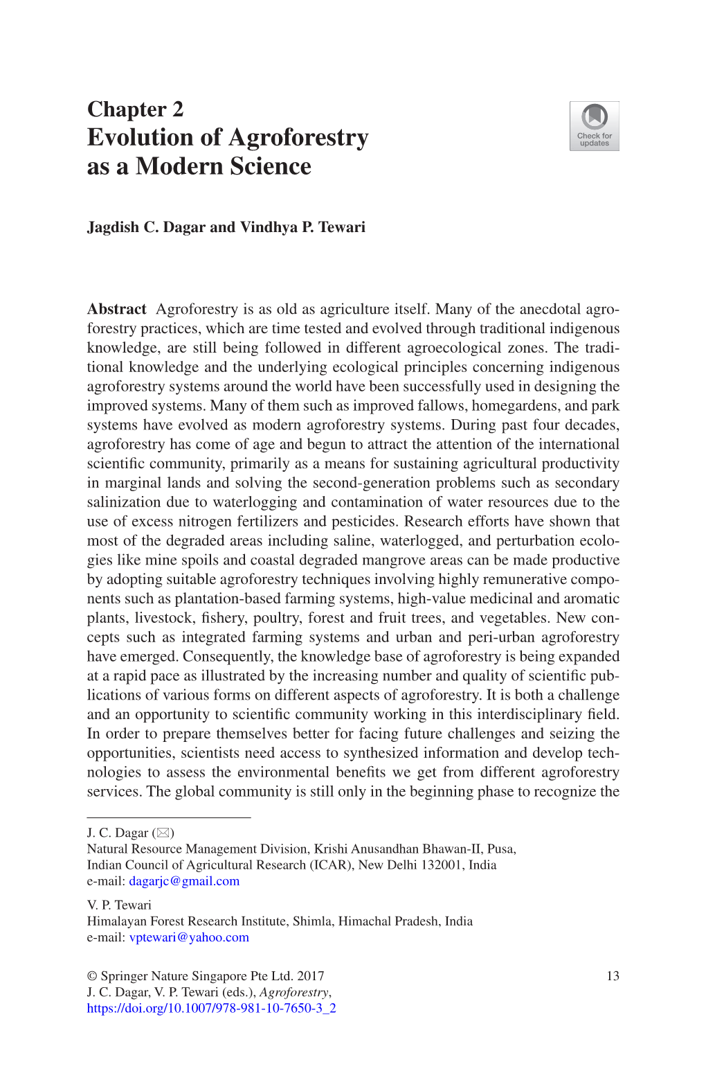 Evolution of Agroforestry As a Modern Science