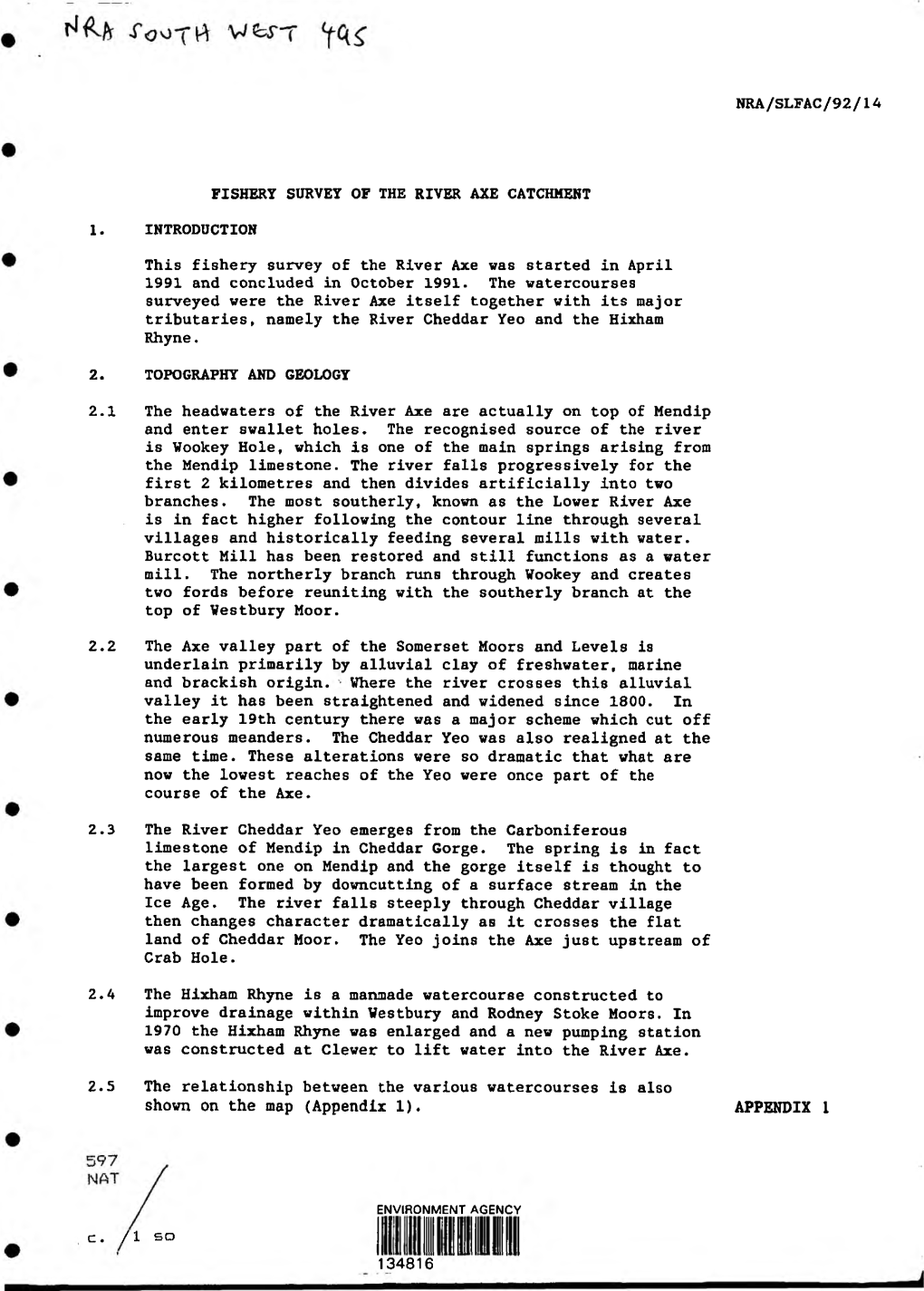 River Axe Biomass of Fish (All Species) 1991 Biomass (Gms/Square Metre) Iue 1 Figure