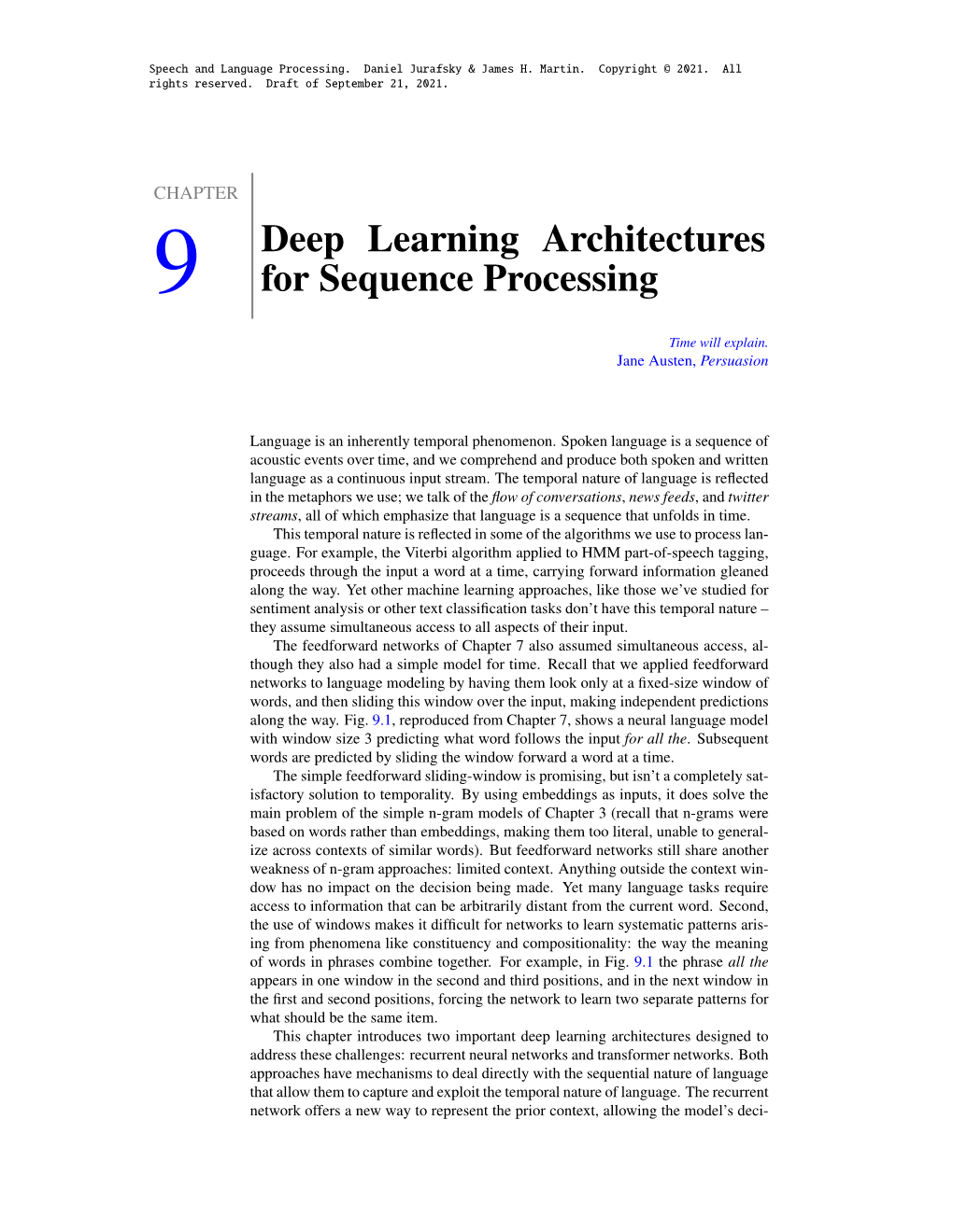 Deep Learning Architectures for Sequence Processing