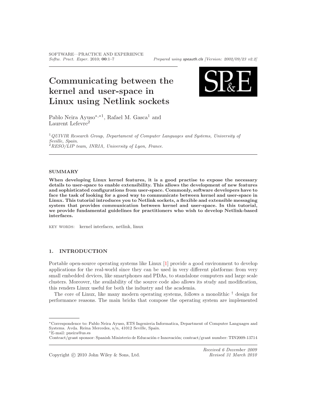 Communicating Between the Kernel and User-Space in Linux Using Netlink Sockets